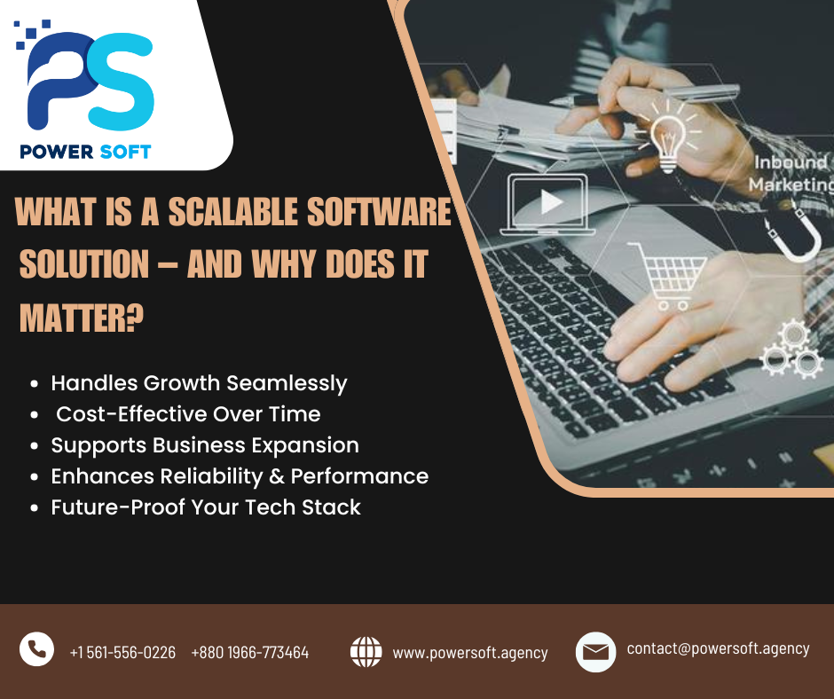Scalable software solution concept showing system growth and cloud infrastructure